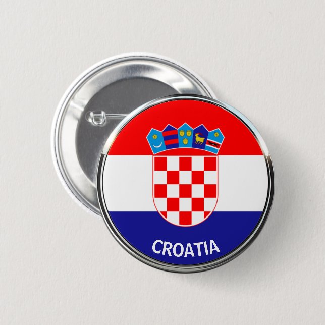 Croatian Coat of Arms, Hrvatski grb Button (Front & Back)