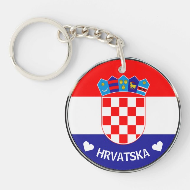 Croatian Coat of Arms | Hrvatski grb w/Text Keychain (Front)