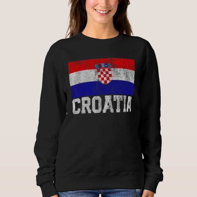 Croatian Croatia Flag Pride Roots Country Family N Sweatshirt (Front)