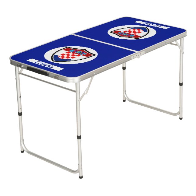 Croatian flag beer pong table (Angled)