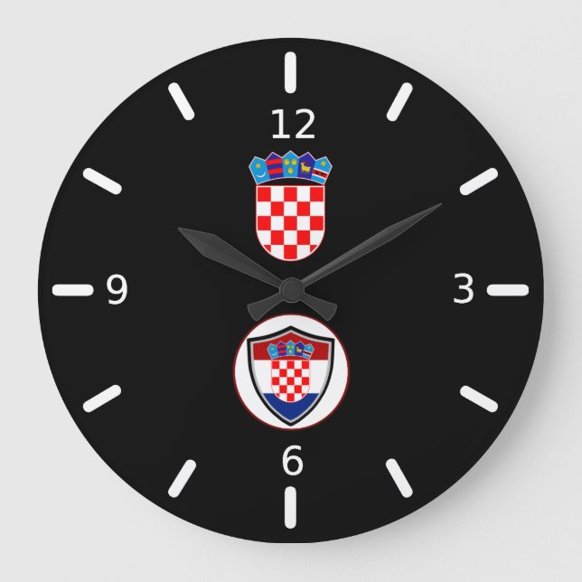 Croatian flag-coat arms large clock (Front)