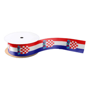 Croatian Flag & Croatia birthday, sports /tricolor Satin Ribbon