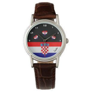 Croatian Flag & Croatia fashion heart /sports Watch