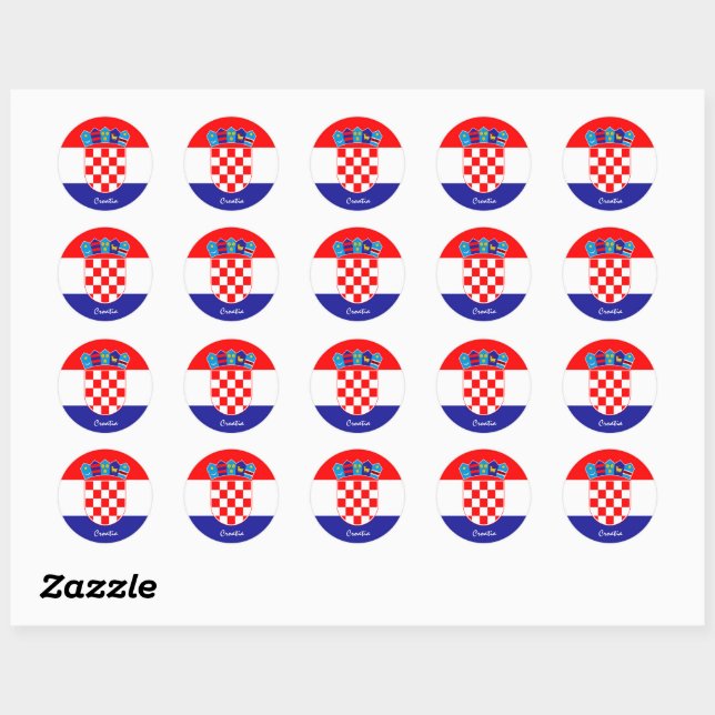 Croatian flag & Croatia fashion sticker/sports Classic Round Sticker (Sheet)