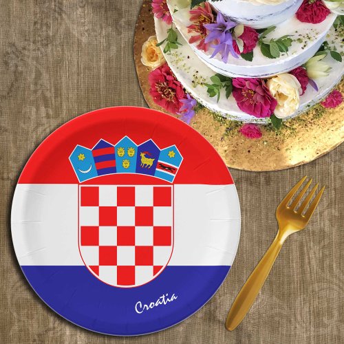 Croatian flag  Croatia party patriots sports Paper Plates