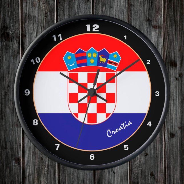 Croatian Flag & Croatia trendy fashion /design Round Clock (Creator Uploaded)