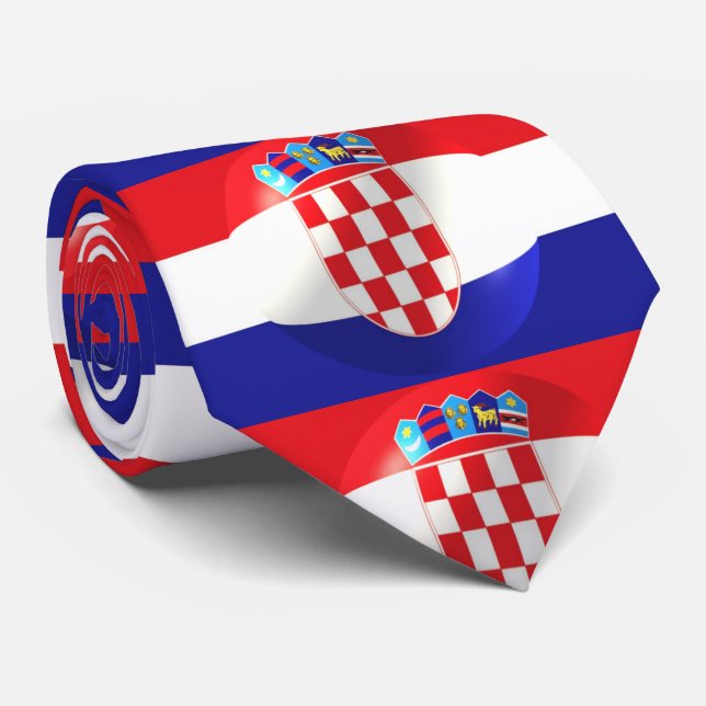 Croatian Flag Design Neck Tie (Rolled)