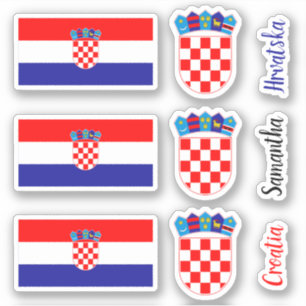 Croatian Flag, Emblem With Custom Name Text Sticker