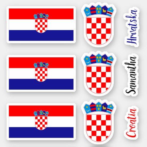 Croatian Flag Emblem With Custom Name Text Sticker