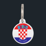 Croatian Flag Emblem with Name Pet ID Tag<br><div class="desc">This personalized round pet ID tag features the flag of Croatia with the coat of arms. Personalize it with your pet's name in white font on the bottom blue stripe, and phone number and address on the back. The text on the back is optional, so please leave the template fields...</div>