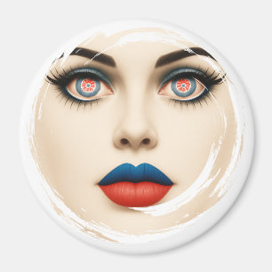 Croatian Flag Face – Eyes & Lips Pop Art Portrait Magnet