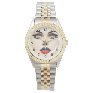 Croatian Flag Face – Eyes & Lips Pop Art Portrait Watch