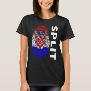 Croatian flag fingerprint motif split T-Shirt