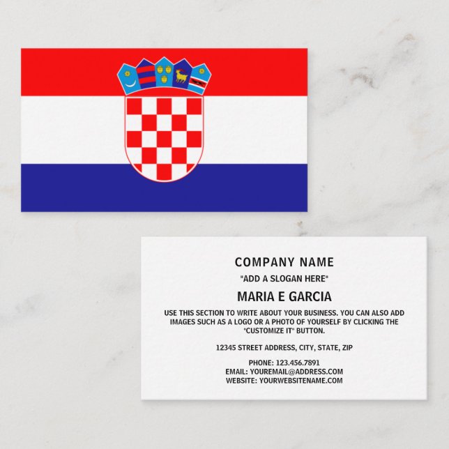 Croatian Flag, Flag of Croatia Business Card (Front/Back)