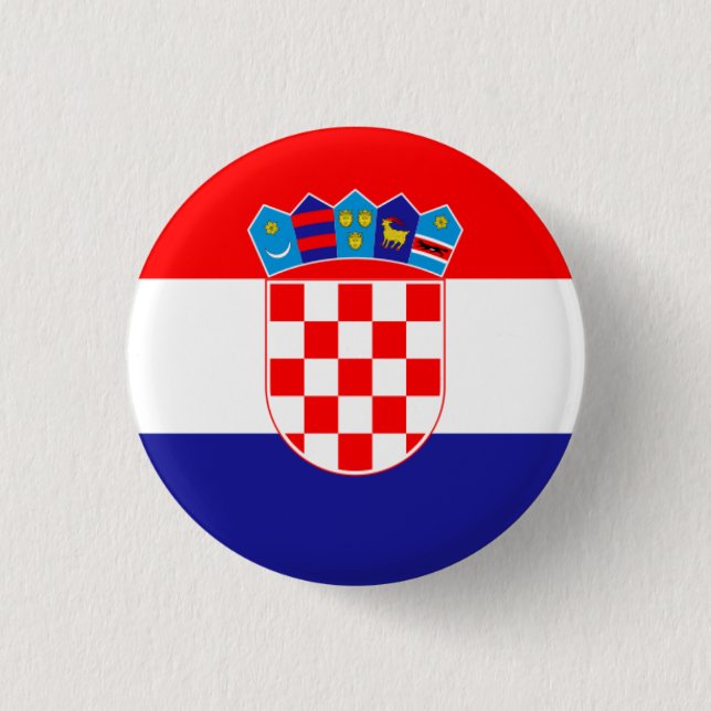 Croatian Flag, Flag of Croatia Button (Front)