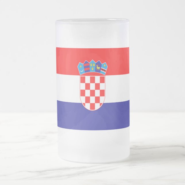 Croatian flag frosted glass beer mug (Center)