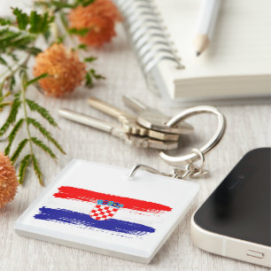 Croatian Flag Gift Football Fan Sports Keychain