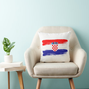 Croatian Flag Gift Football Fan Sports Throw Pillow