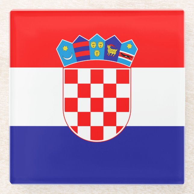 Croatian Flag Glass Coaster (Front)