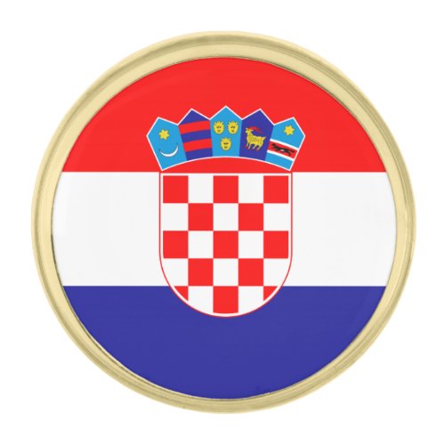 Croatian Flag Gold Finish Lapel Pin
