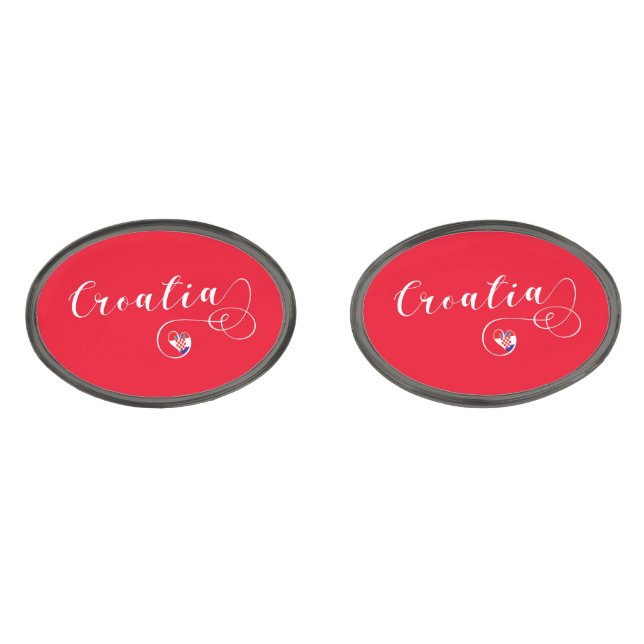 Croatian Flag Heart, Croatia Cufflinks (Front)