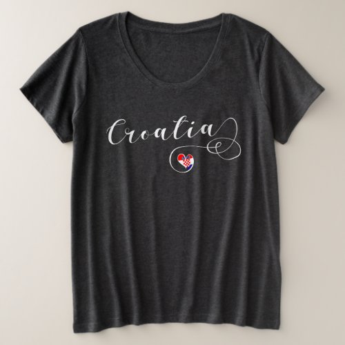 Croatian Flag Heart Croatia Plus Size T_Shirt