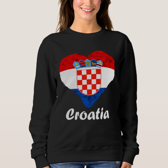 Croatian Flag Heart Croatian Roots Croatian Pride  Sweatshirt (Front)