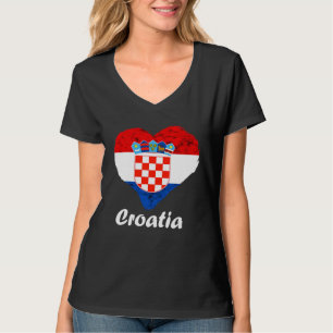 Croatian Flag Heart Croatian Roots Croatian Pride  T-Shirt