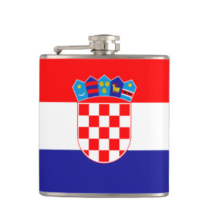 Croatian Flag & Heart, travel Croatia /sports fans Flask