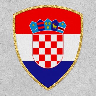 Croatian Flag Hrvatska Zastava Gold Shield Patch