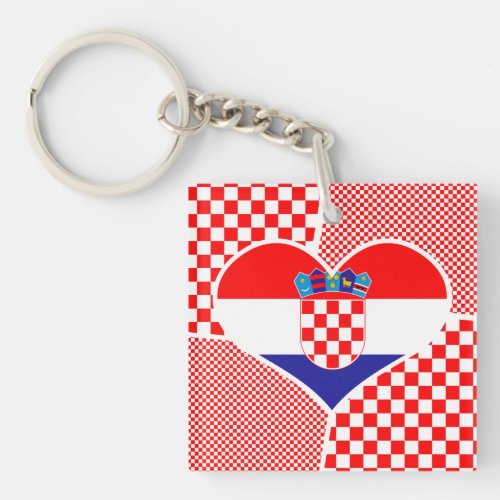 Croatian Flag in Heart Hrvatska Zastava Keychain