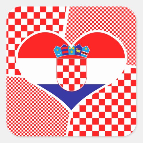 Croatian Flag in Heart Square Sticker