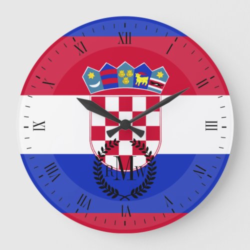 Croatian Flag Large Clock