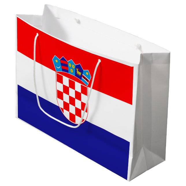 Croatian Flag Large Gift Bag (Front Angled)