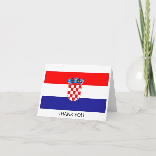 Croatian Flag Letterpress Thank You Card (Front)