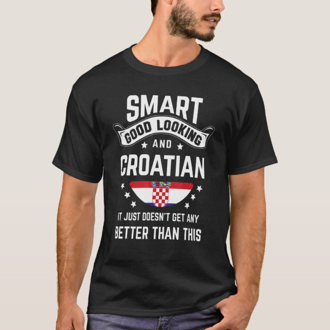 Croatian Flag Native Pride  Croatia Croatian Roots T-Shirt (Front)
