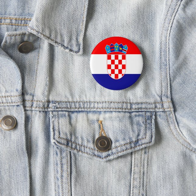 Croatian flag pinback button (In Situ)