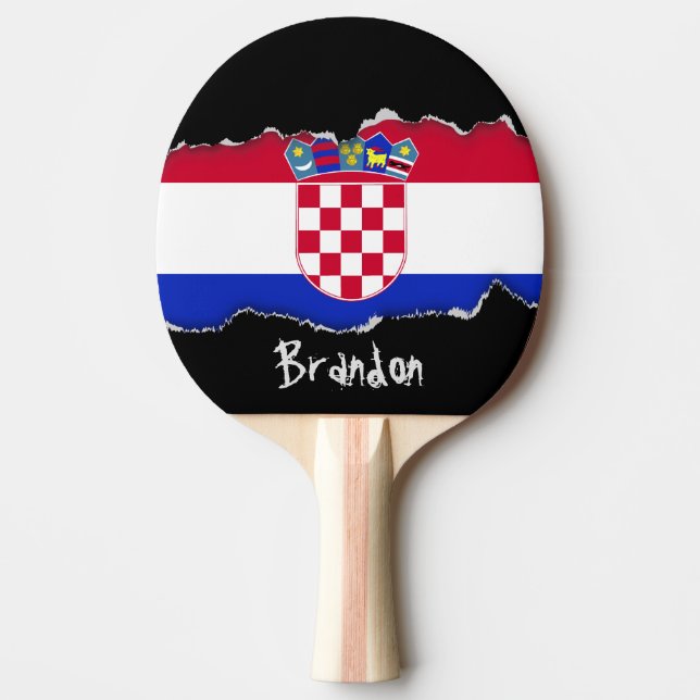 Croatian Flag Ping-Pong Paddle (Front)