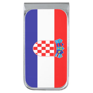 Croatian flag silver finish money clip