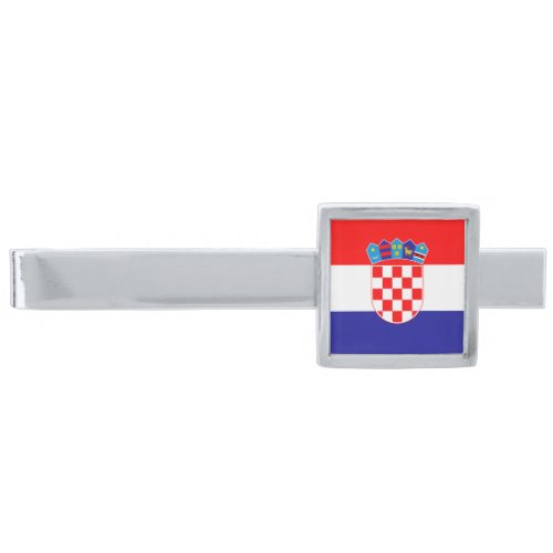 Croatian Flag Silver Finish Tie Bar