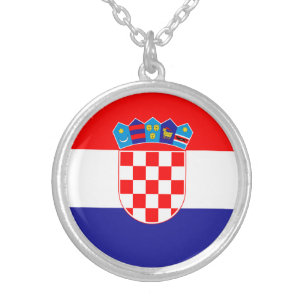 Croatian Flag Silver Plated Necklace