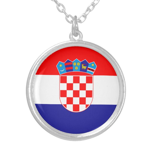 Croatian Flag Silver Plated Necklace (Front)