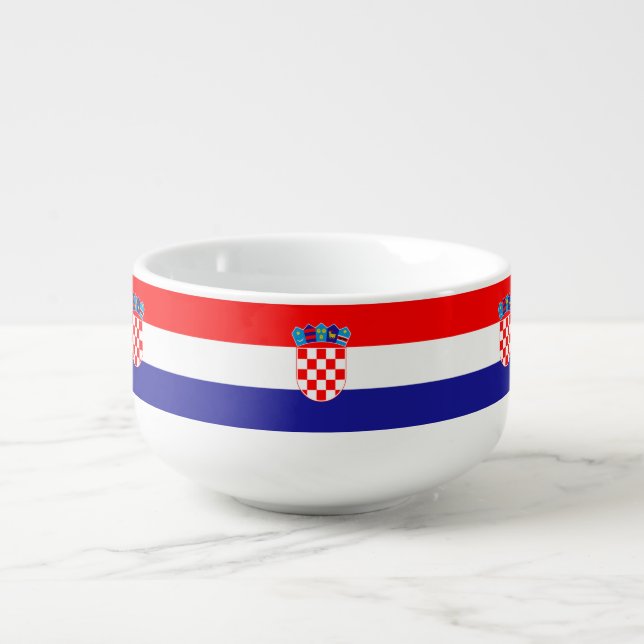 Croatian Flag Soup Bowl, Patriotic Croatia Soup Mug (Front)