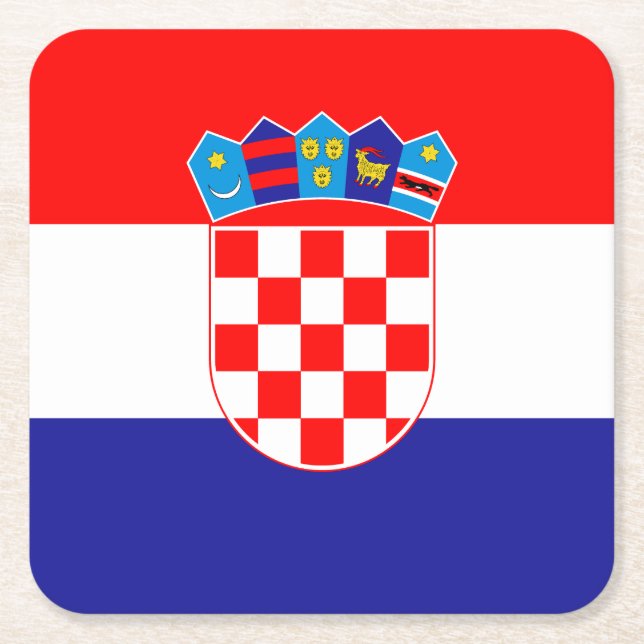 Croatian Flag Square Paper Coaster (Front)