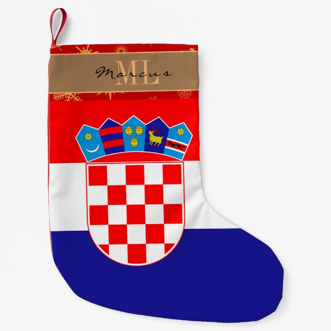 Croatian Flag stocking, Croatia, monogram Small Christmas Stocking (Front)