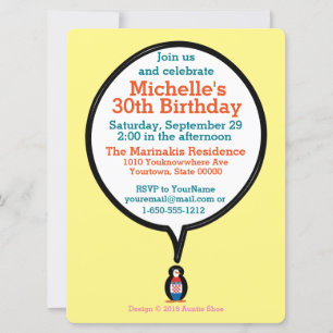 Croatian Flag Talking Ms Penguin Personalized  Invitation