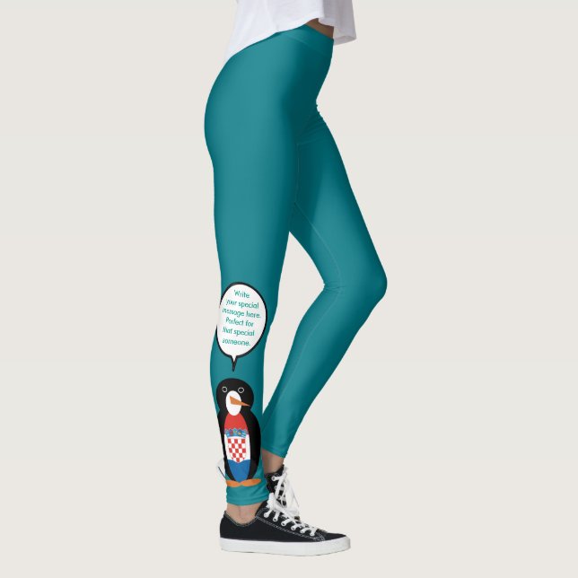 Croatian Flag Talking Ms Penguin Personalized  Leggings (Right)