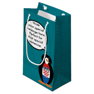 Croatian Flag Talking Ms Penguin Personalized Small Gift Bag