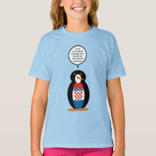 Croatian Flag Talking Ms Penguin Personalized  T-Shirt