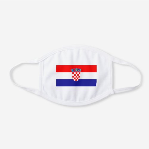 Croatian Flag White Cotton Face Mask